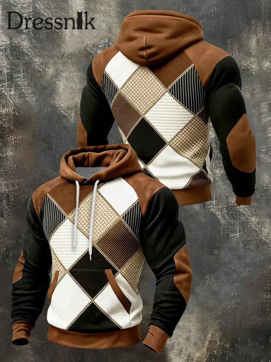 Herren Geometrische Muster Druck Hoodie mit Tasche als bild / S