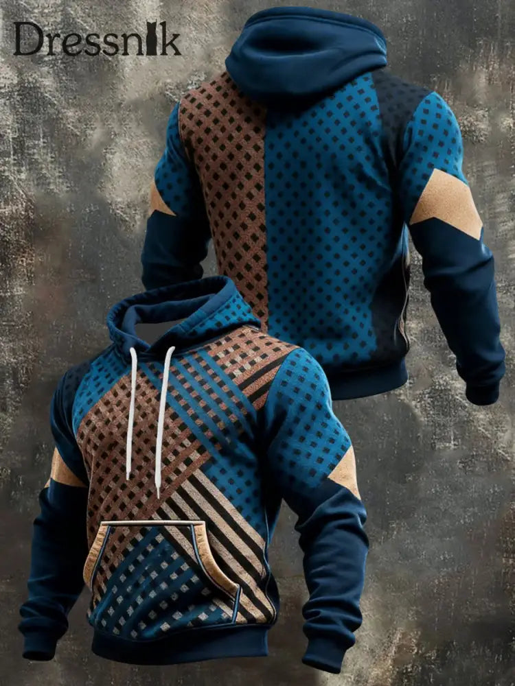 Herren Geometrische Muster Druck Hoodie mit Tasche als bild / S