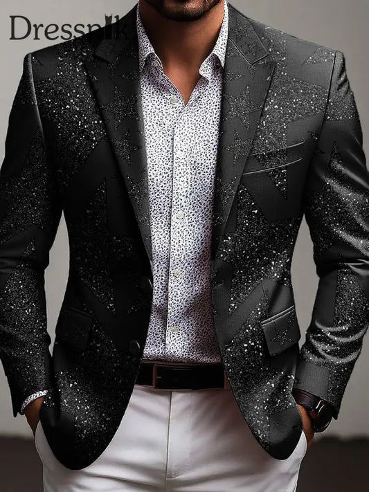 Herren-Glitzer anzug mit Sternen Schwarz / S