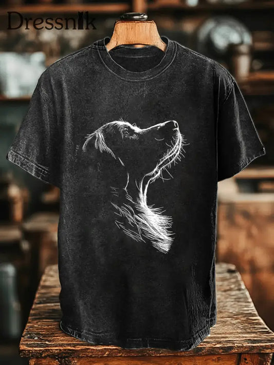 Herren Golden Retriever Bedrucktes lässiges T-Shirt Schwarz / S