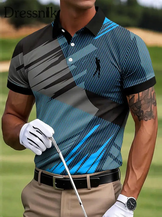 Herren Golf Abstrakt Bunte Linie Kunstdruck Casual Business Polo Shirt bunt / S