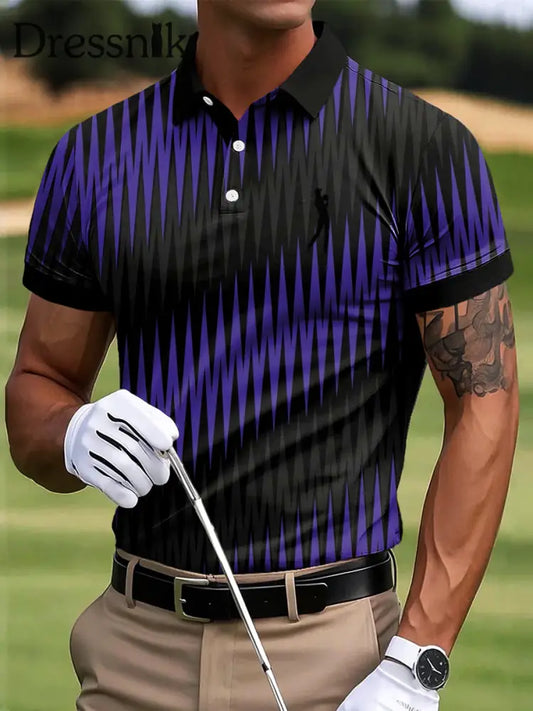 Herren Golf Abstrakt Wave Line Kunstdruck Casual Business Polo Shirt bunt / S