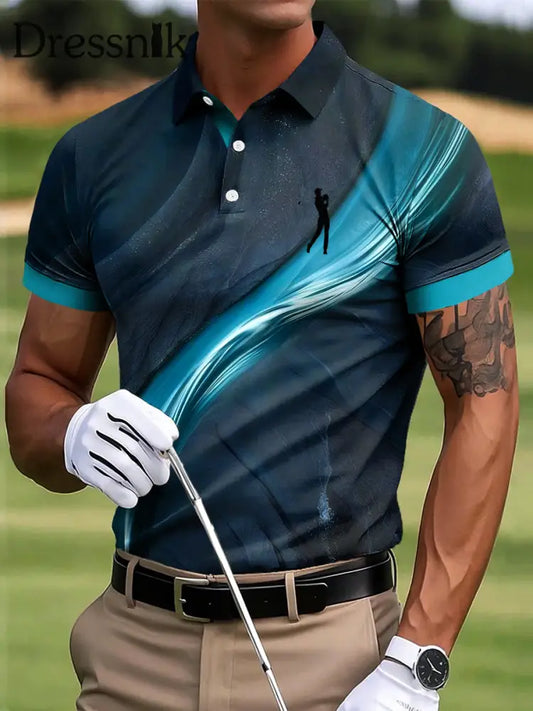 Herren Golf Abstrakte Textur Kunstdruck Casual Business Polo Shirt bunt / S