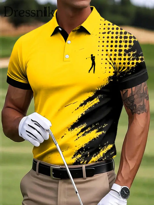 Herren Golf Abstrakte Tinte Malerei Kunstdruck Casual Business Polo Shirt bunt / S