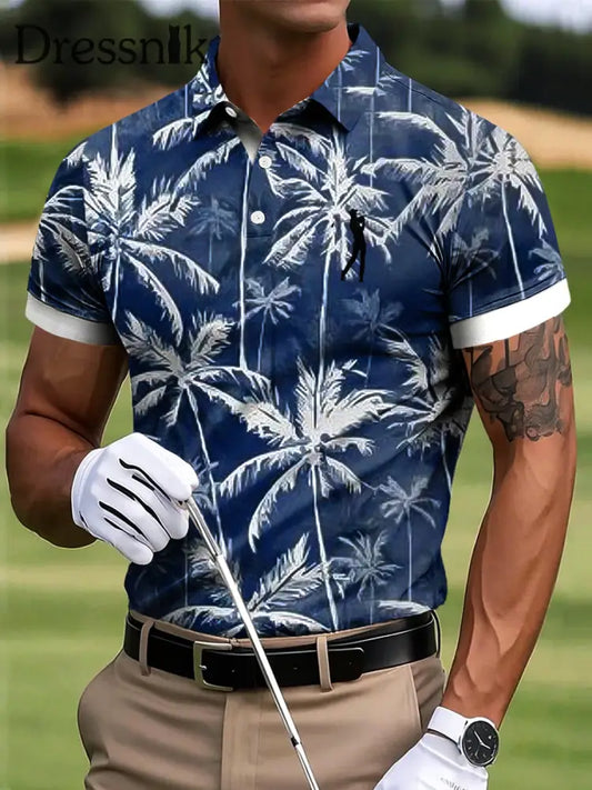 Herren Golf Abstraktes Kokosnuss baum Kunstdruck Casual Business Polo Shirt bunt / S