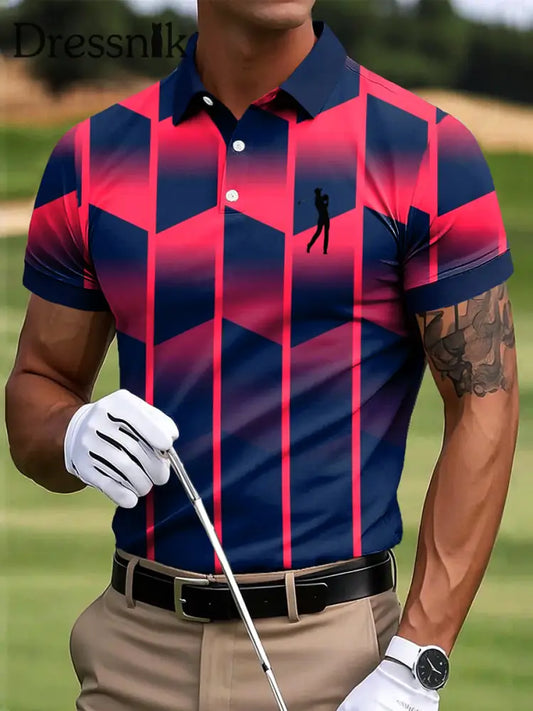 Herren Golf-Geometrischer Kunstdruck Casual Business-Polo-Shirt bunt / S