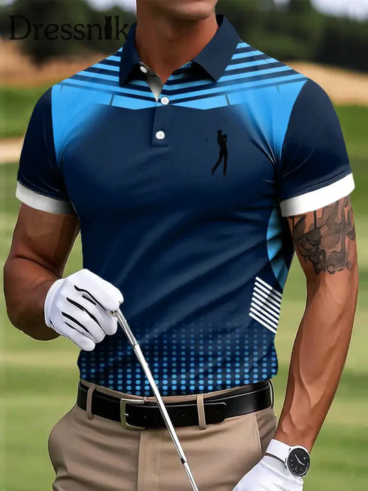 Herren Golf Geometrisches Patchwork Kunstdruck Casual Business Polo Shirt bunt / S