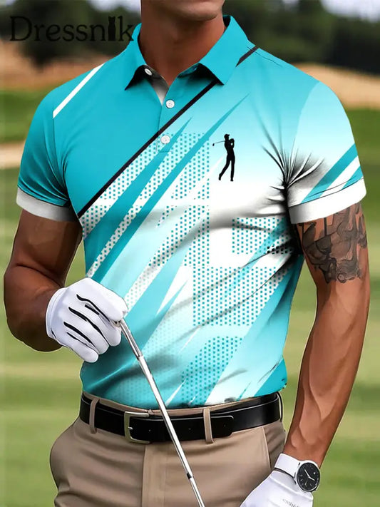 Herren Golf Gradient Line Kunstdruck Casual Business Polo Shirt bunt / S