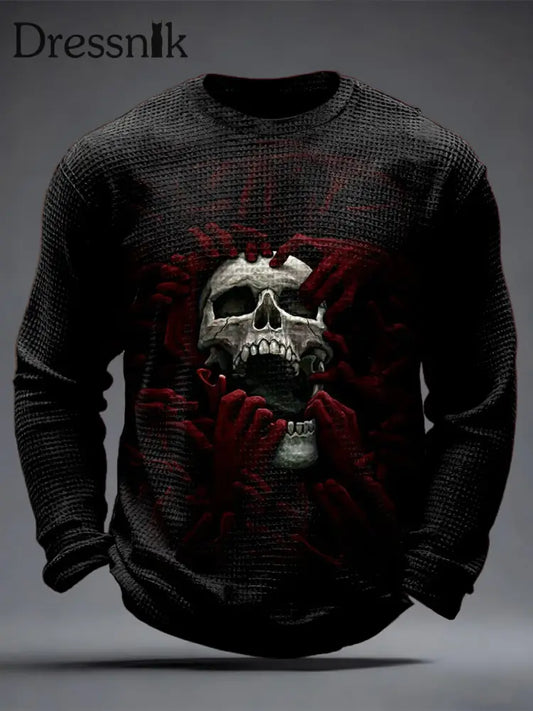 Herren Gothic Skull Waffel Top als bild / S