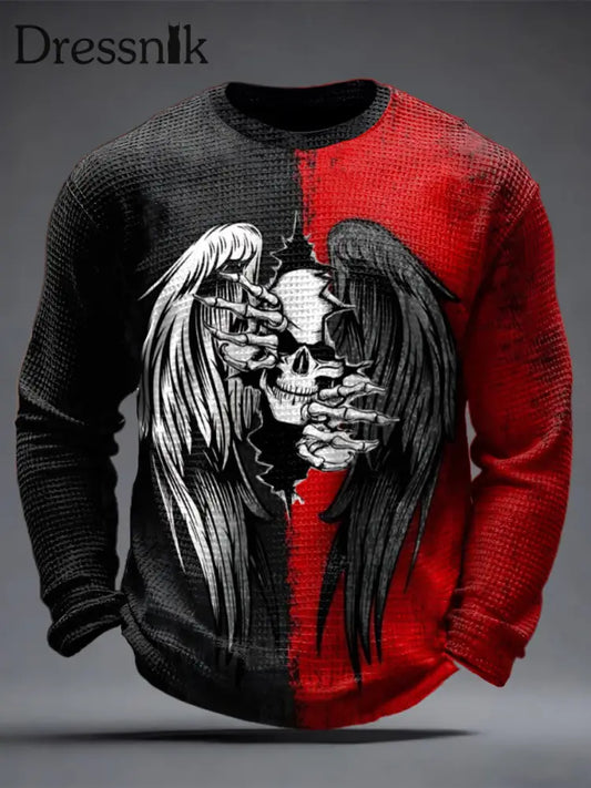 Herren Gothic Skull Waffel Top als bild / S