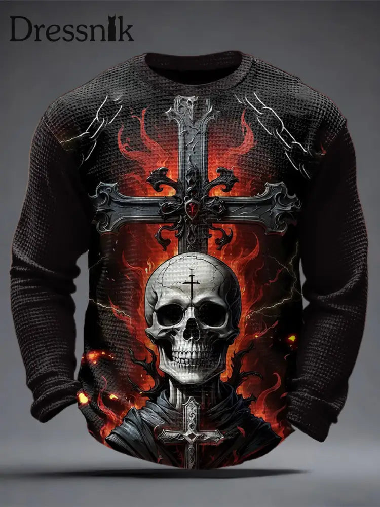 Herren Gothic Skull Waffel Top als bild / S