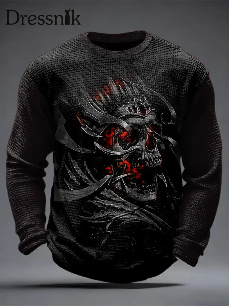 Herren Gothic Skull Waffel Top als bild / S