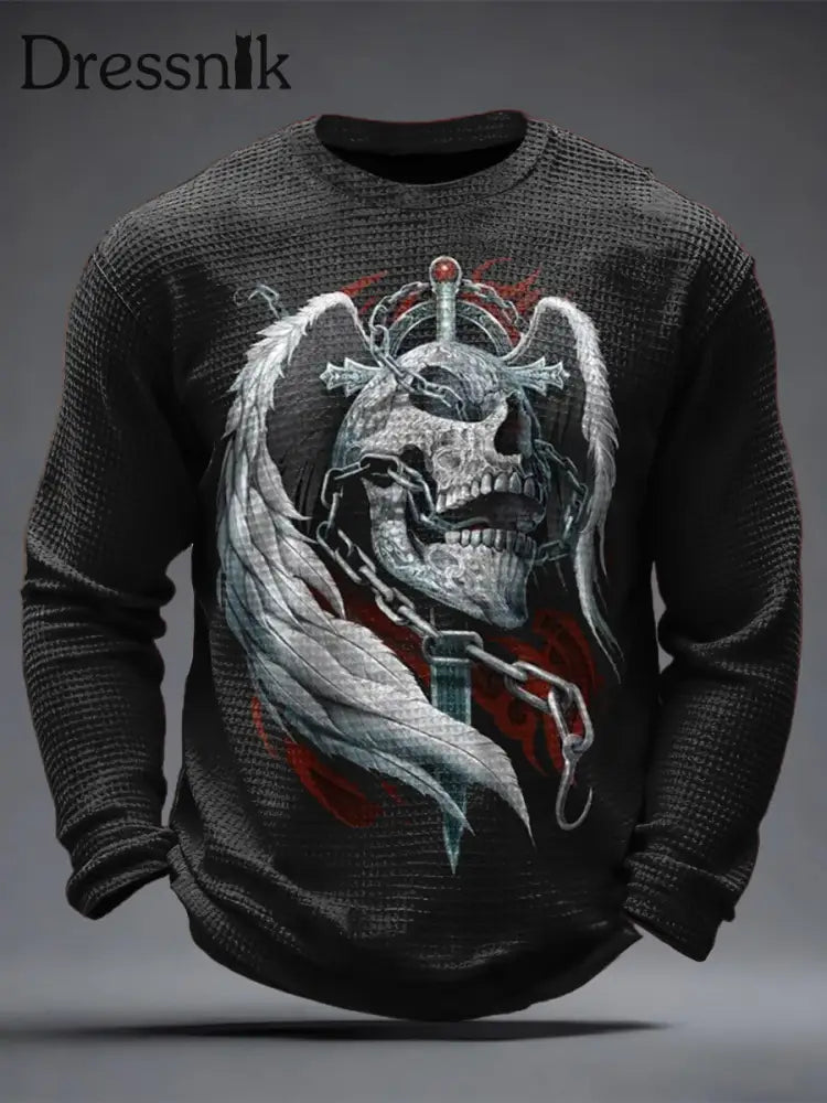 Herren Gothic Skull Waffel Top als bild / S