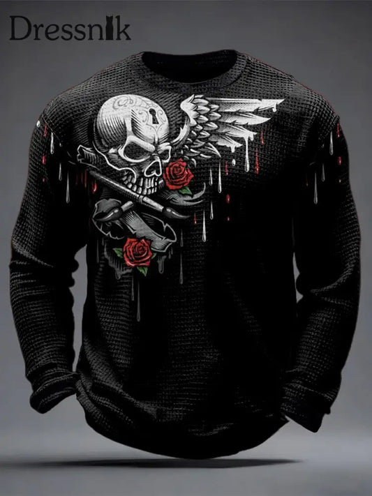 Herren Gothic Skull Waffel Top als bild / S