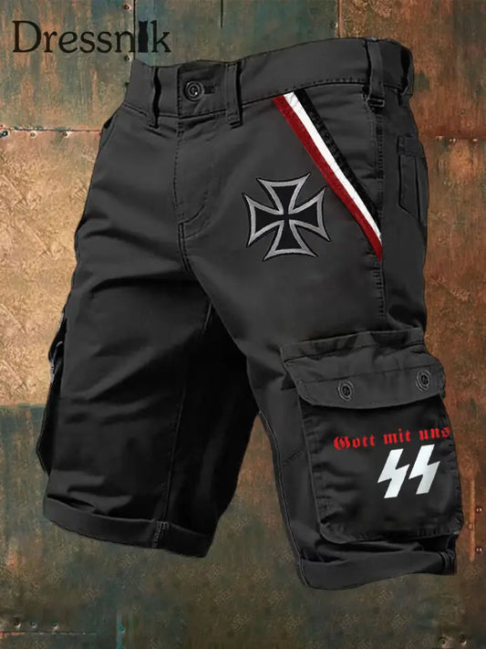 Herren Gott mit uns Bedruckte Shorts Schwarz / S
