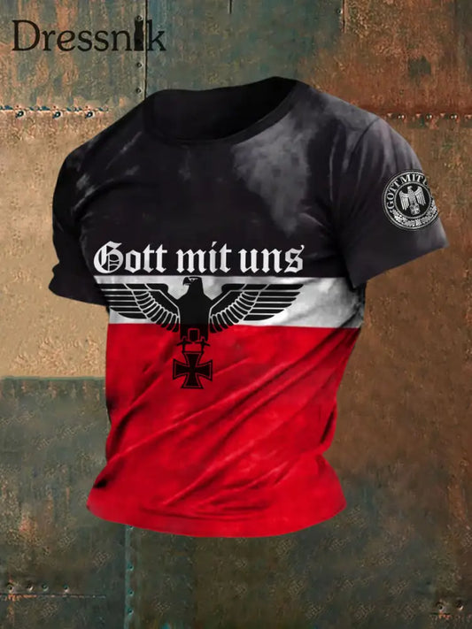Herren Gott mit uns bedrucktes T-Shirt mit kurzen Ärmeln als bild / S