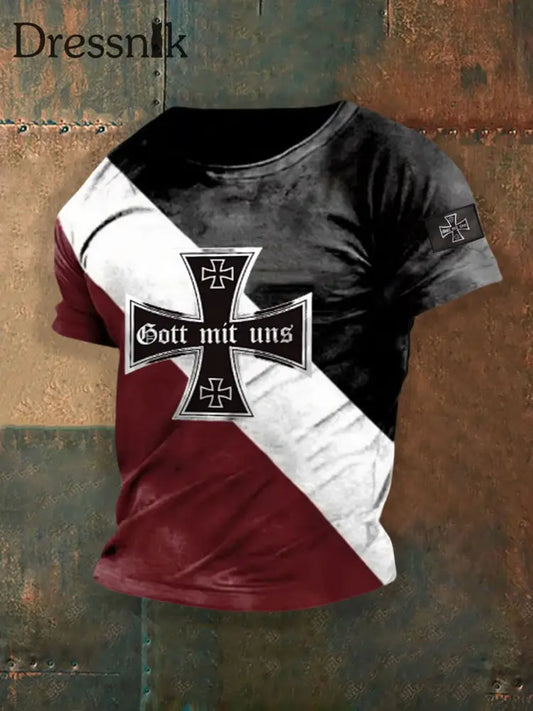 Herren Gott mit uns bedrucktes T-Shirt mit kurzen Ärmeln als bild / S