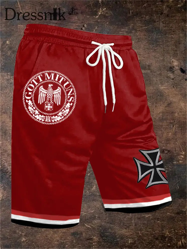 Herren Gott mit uns Print Shorts Rot / S