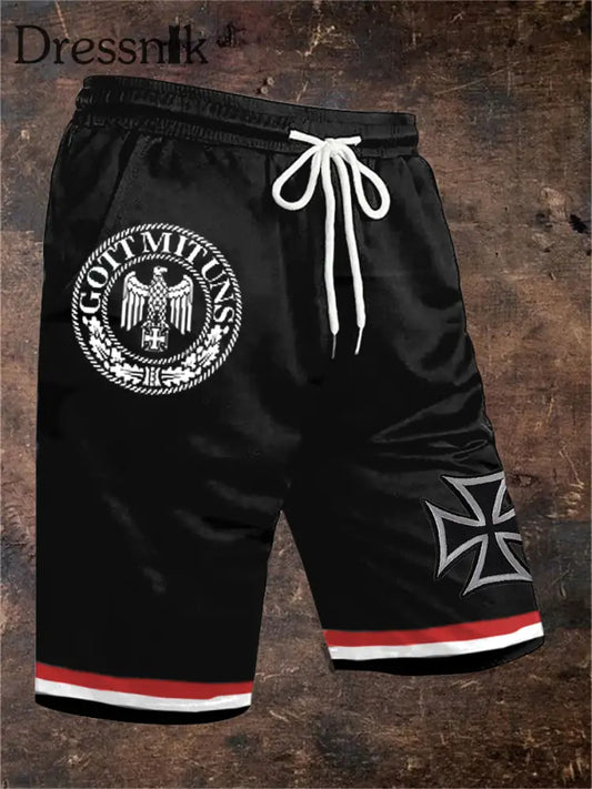 Herren Gott mit uns Print Shorts Schwarz / S