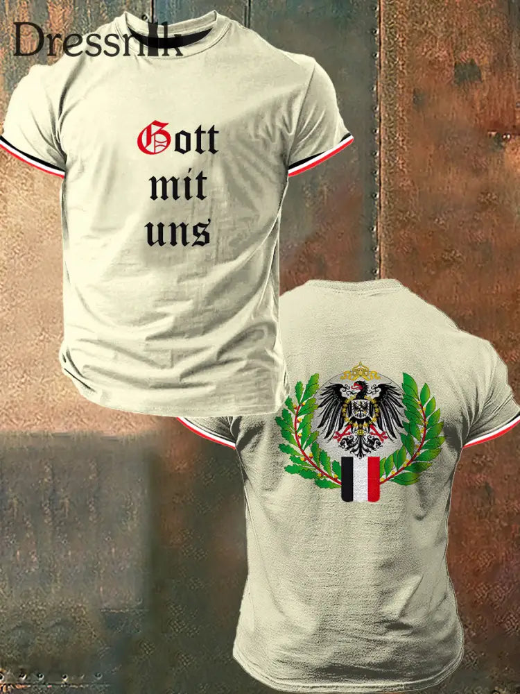 Herren Gott Mit Uns Print Vintage Mode Kurzarm T-Shirt mehrfarbig / S