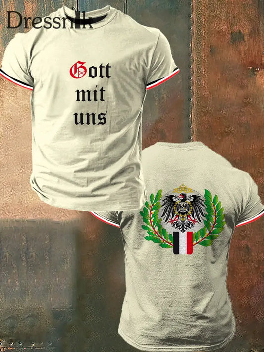 Herren Gott Mit Uns Print Vintage Mode Kurzarm T-Shirt mehrfarbig / S