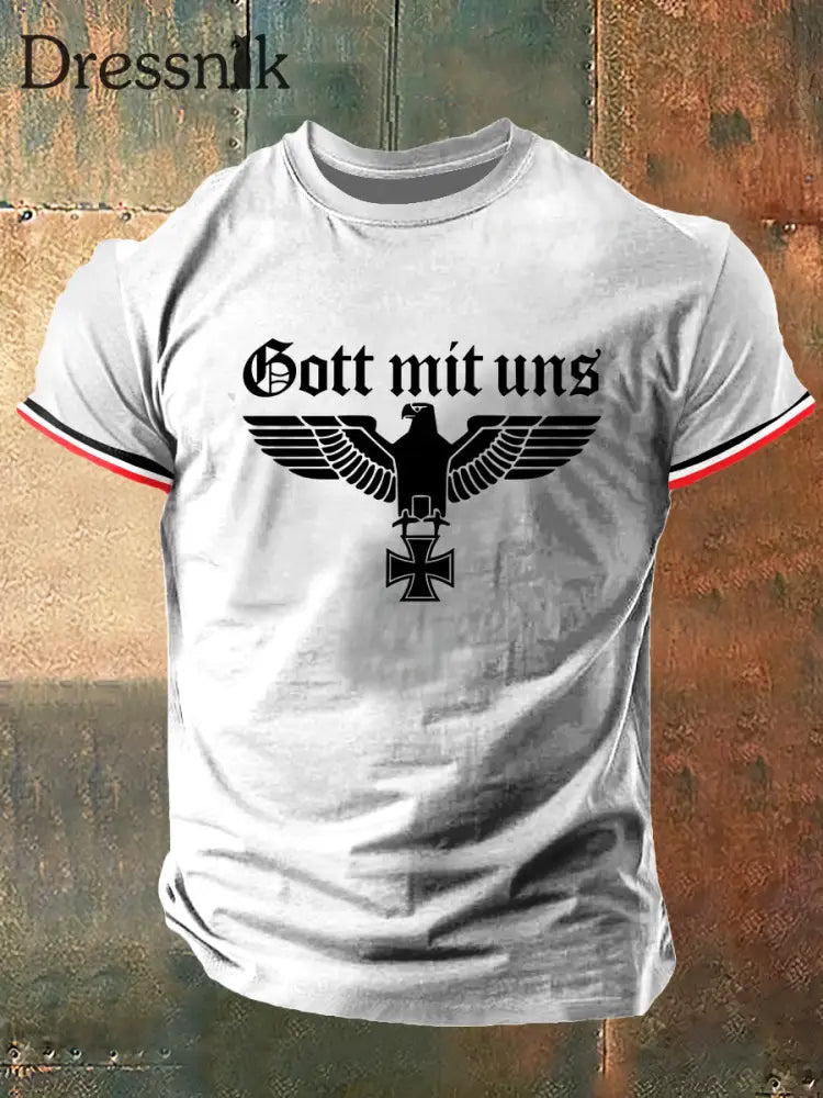 Herren Gott Mit Uns Print Vintage Mode Kurzarm T-Shirt Weiß / S