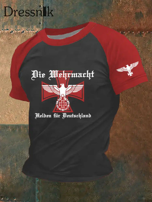 Herren Helden für Deutschland bedrucktes Kurzarm-T-Shirt Rot / S