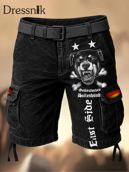 Herren-Hell hound East Side bedruckte Kordel zug tasche Freizeit-Cargo-Shorts A / M