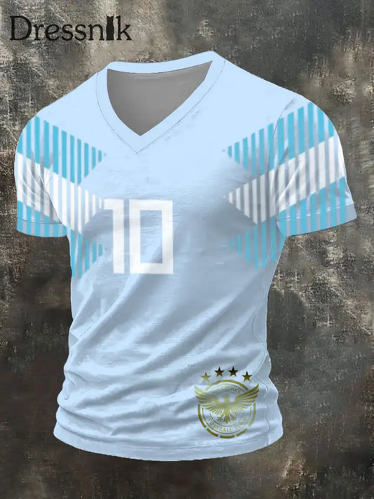 Herren hellblau Argentinien-Themen nummer 10 T-Shirt mehrfarbig / S