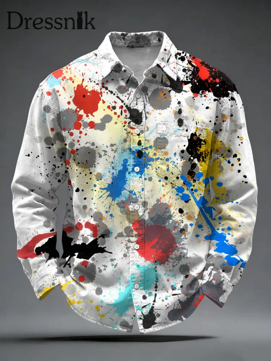 Herren-Hemd mit Graffiti-Print Weiß mit langen Ärmeln Weiß / S