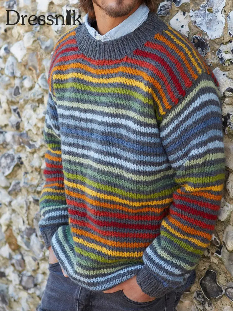 Herren Herbst und Winter gestreifte Tops