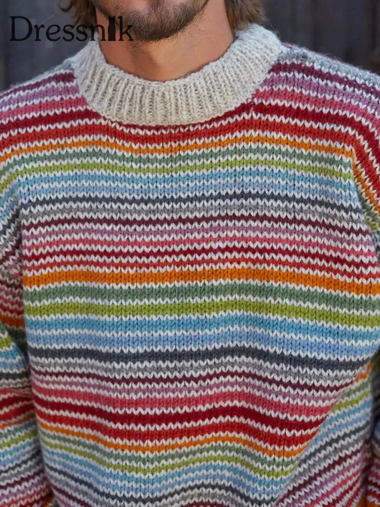 Herren Herbst und Winter gestreifte Tops