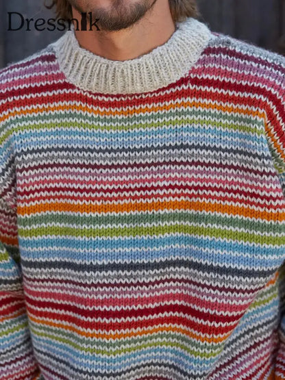 Herren Herbst und Winter gestreifte Tops