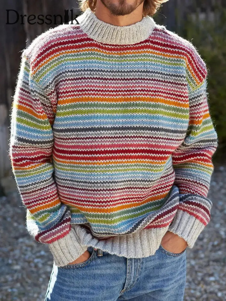 Herren Herbst und Winter gestreifte Tops als bild / S