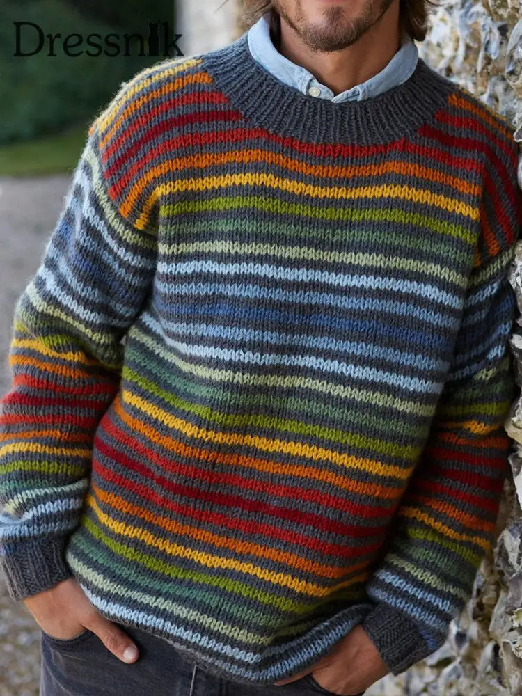 Herren Herbst und Winter gestreifte Tops als bild / S
