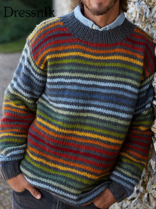 Herren Herbst und Winter gestreifte Tops als bild / S