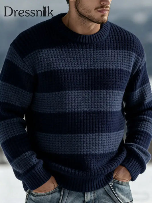 Herren Herbst und Winter Strick pullover Marineblau / S