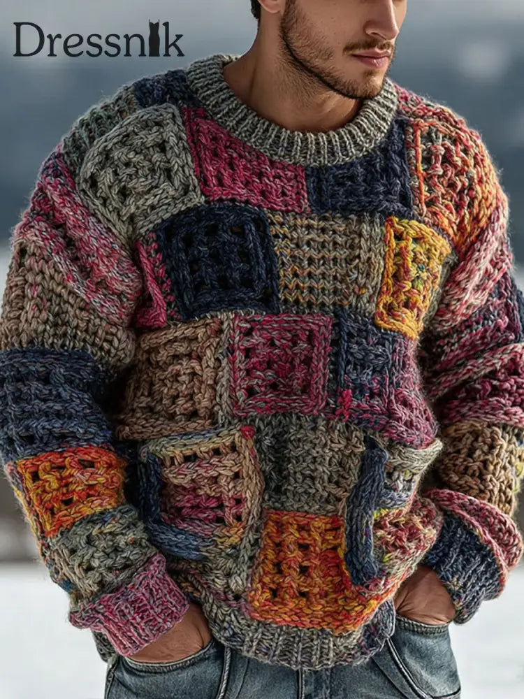 Herren Herbst und Winter Strick pullover Mischfarbe / S