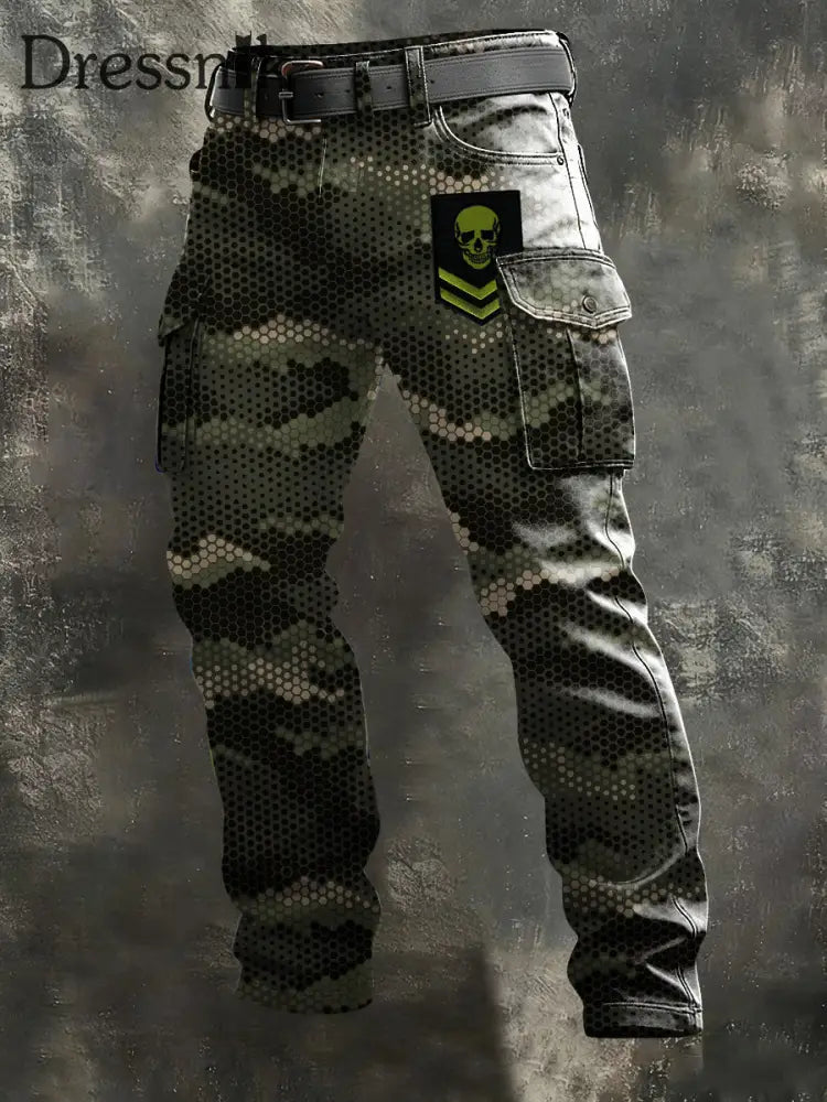 Herren Hex Camo Neon Skull Cargo hosen mehrfarbig / S