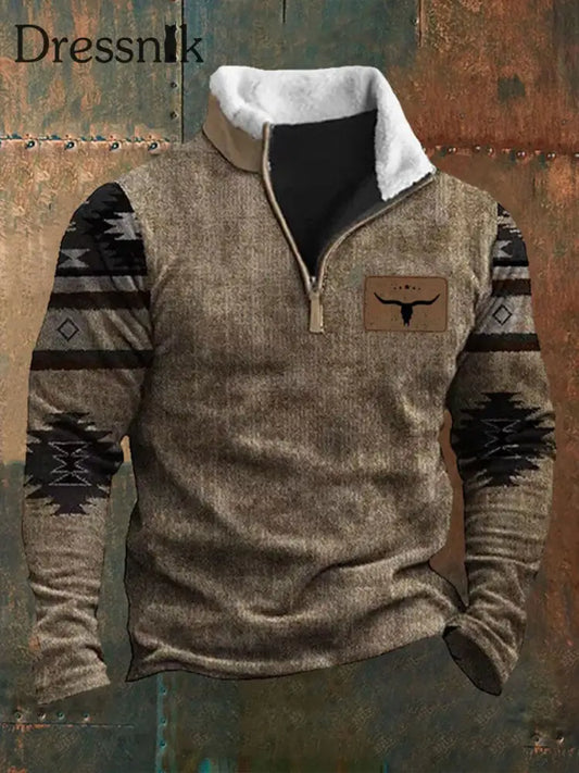 Herren Hoodie im Western-Stil mit Plüsch kragen als bild / S