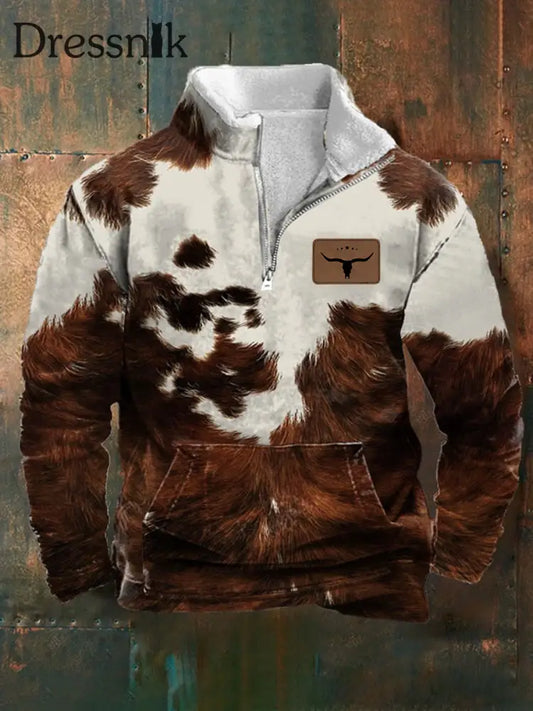 Herren Hoodie im Western-Stil mit Plüsch kragen Braun / S