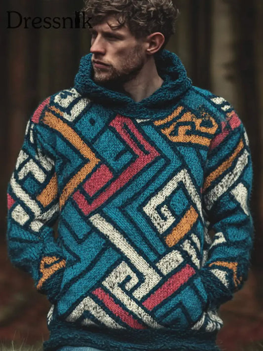 Herren Hoodie mit geometrischem Muster als bild / S