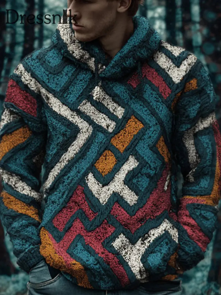 Herren Hoodie mit geometrischem Muster als bild / S