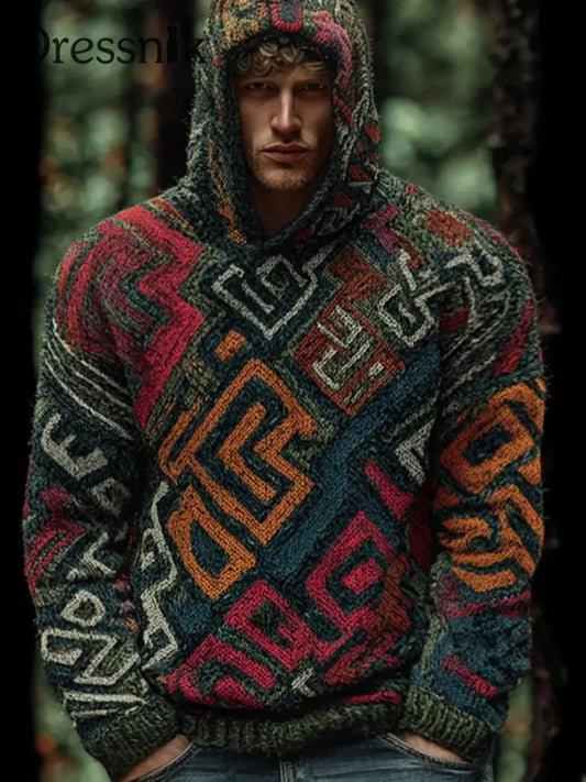 Herren Hoodie mit geometrischem Muster als bild / S