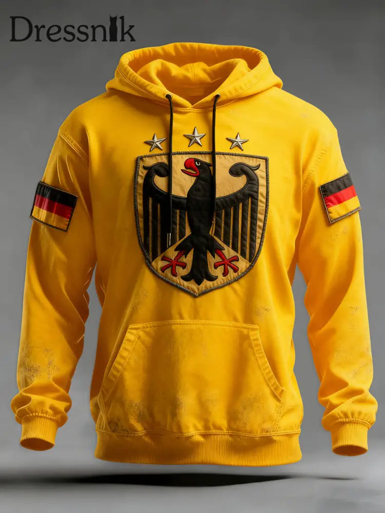 Herren-Hoodie mit Tasche für Deutschland Design in Übergröße Gelb / S