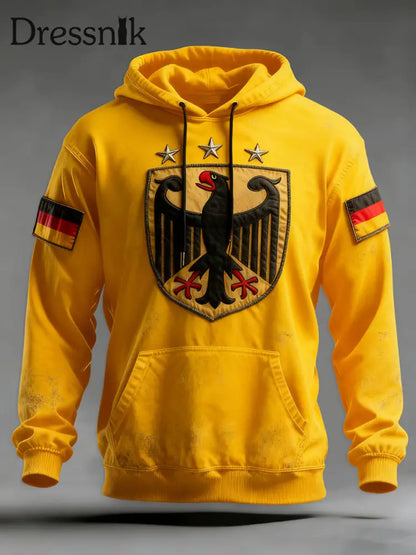 Herren-Hoodie mit Tasche für Deutschland Design in Übergröße Gelb / S