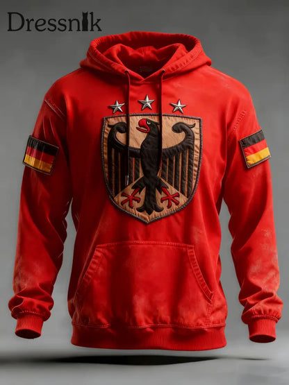 Herren-Hoodie mit Tasche für Deutschland Design in Übergröße Rot / S