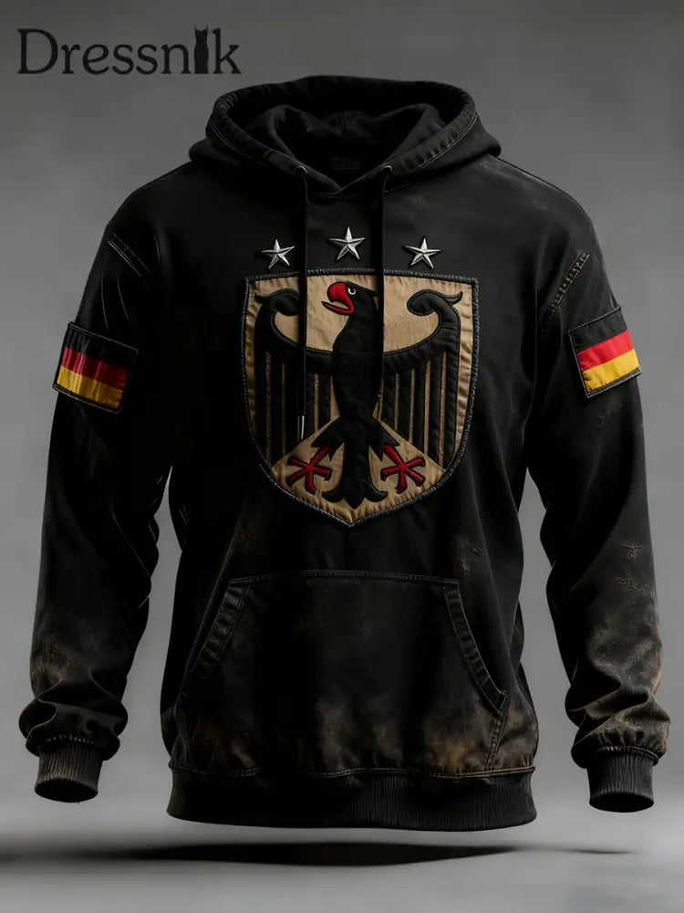 Herren-Hoodie mit Tasche für Deutschland Design in Übergröße Schwarz / S