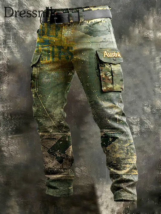 Herren-Hose mit österreichi schem Armee grün Vintage-Print Armee grün / S