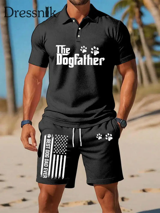 Herren-Hunde-Liebes-Shorts zweiteiliges Set Schwarz / S